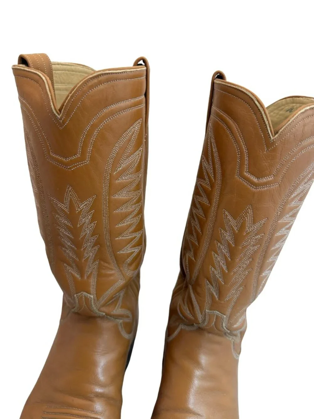 M.L. Leddy & Sons Tan Leather Handmade Western Cowboy Boots Rodeo Size 7 Women's